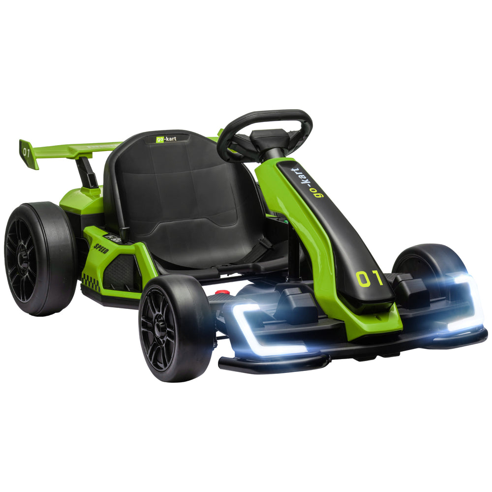 24V Electric Go Kart for Kids with Adjustable Seat, Green