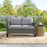 Rattan Sofa with Cushions, 2 Seater Garden Furniture, Dark Grey