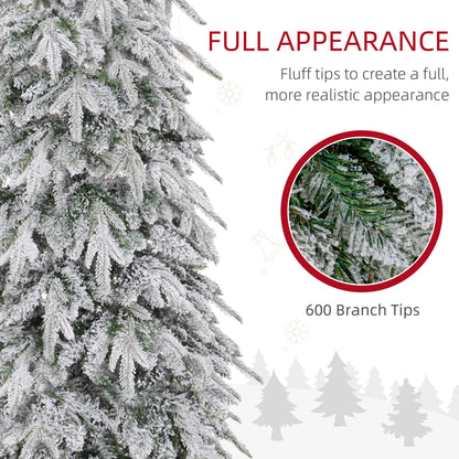 6ft Flocked Pencil Christmas Tree with Auto Open, Steel Base