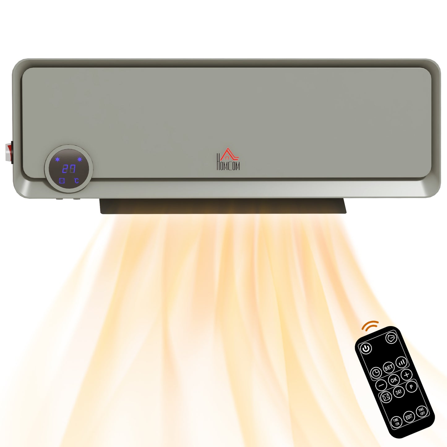 1000W/2000W Wall Downflow Heater Adjustable Temperature w/ Timer