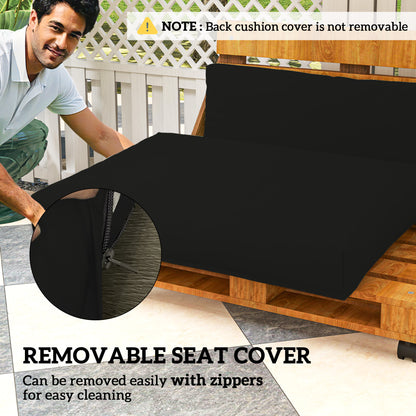 2 Seat Pallet Cushions 20cm Thick Outdoor Seat Pads, Black