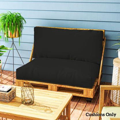 2 Seat Pallet Cushions 20cm Thick Outdoor Seat Pads, Black