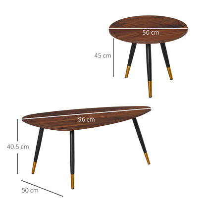 Coffee Table Set of 2 Nesting End Side Tables for Living Room, Walnut
