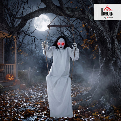 170cm Animated Hanging Swing Ghost with Glowing Red Eyes for Party