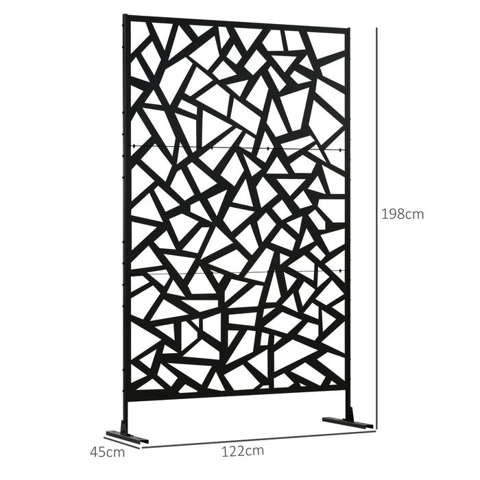 Freestanding Garden Partition Screen Metal Decorative Outdoor Divider with Expansion Screws for Garden Patio Deck