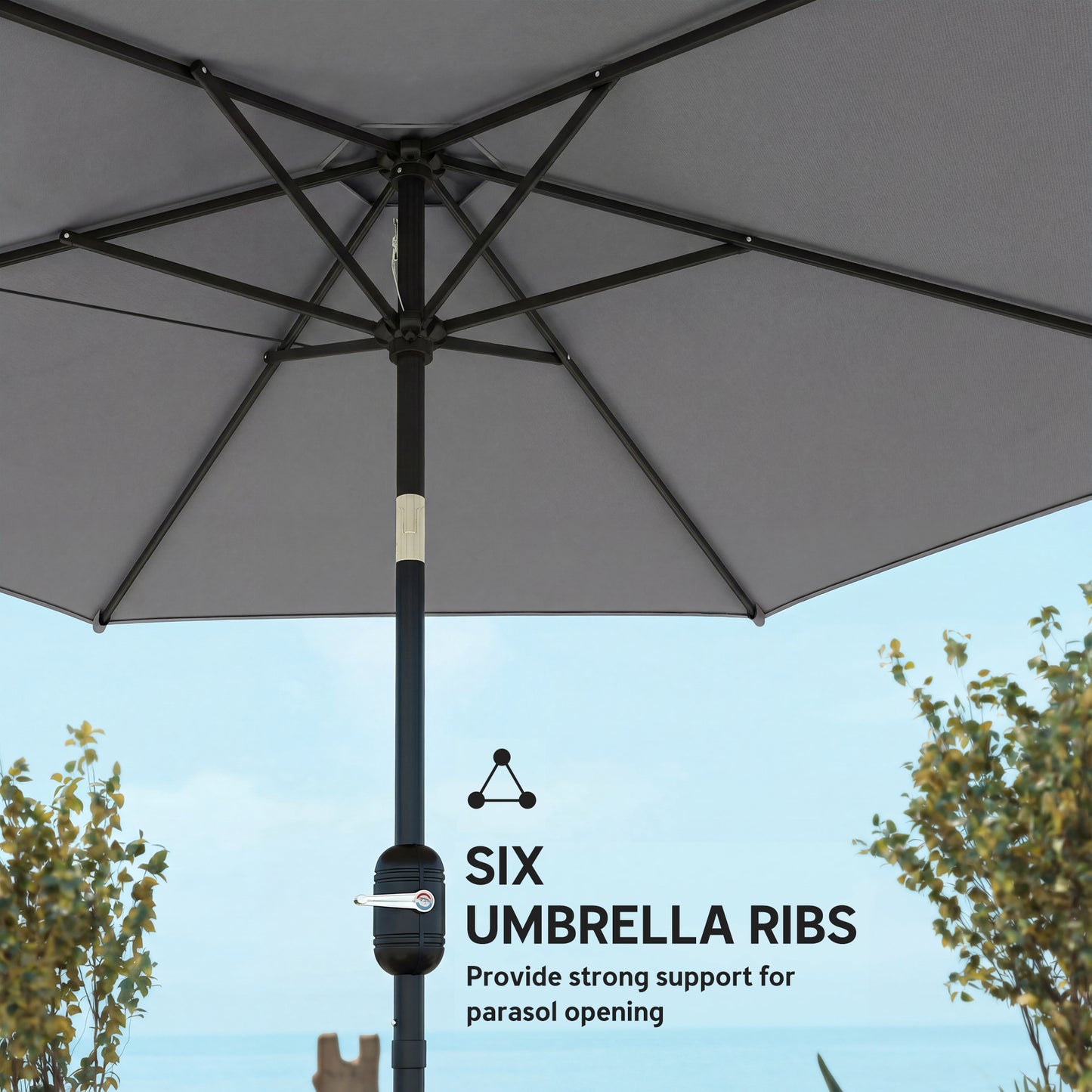 2.6M Garden Parasol Umbrella with Aluminium Pole, Tilt, Crank