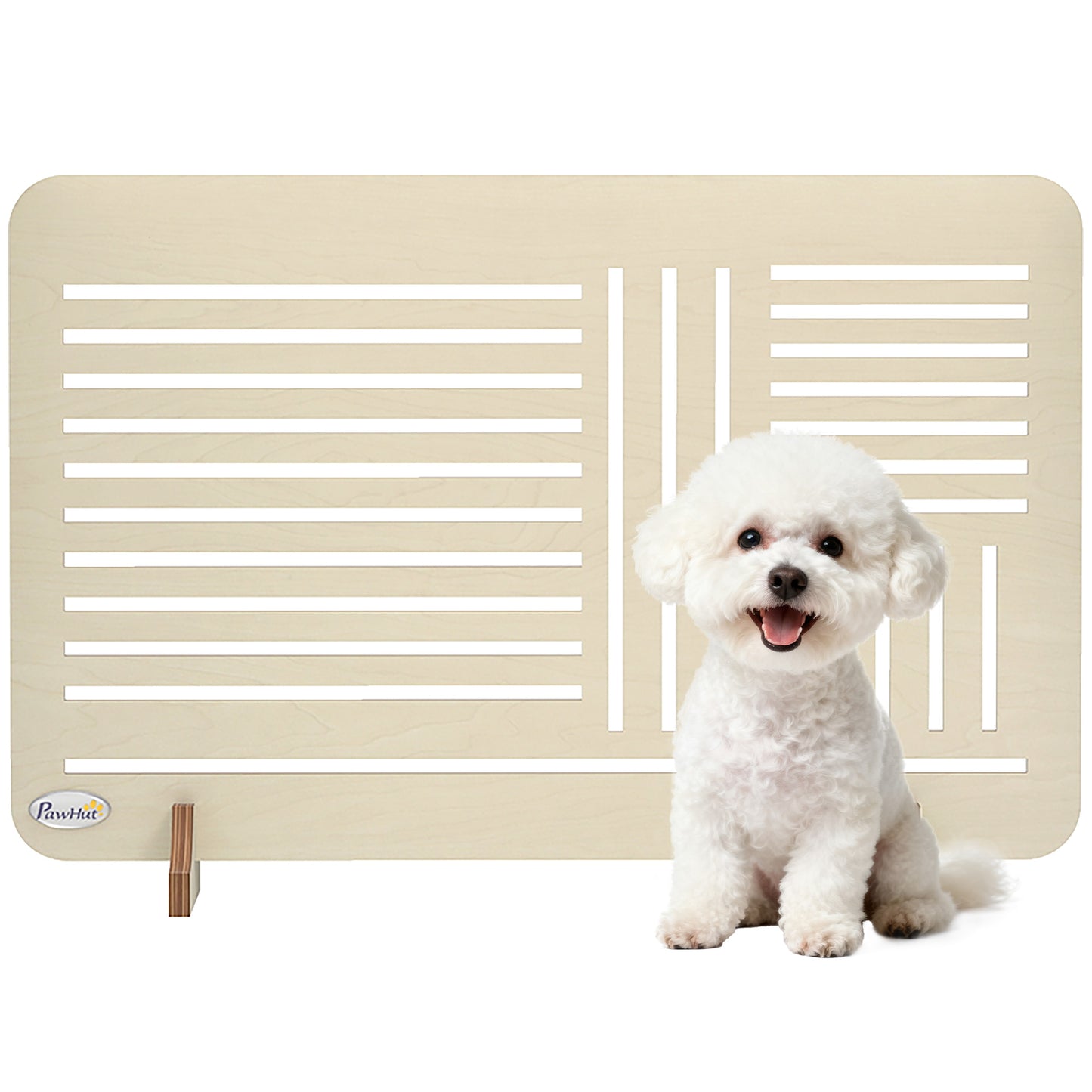 Freestanding Pet Gate for Small Dogs, 75 x 51 cm, Natural