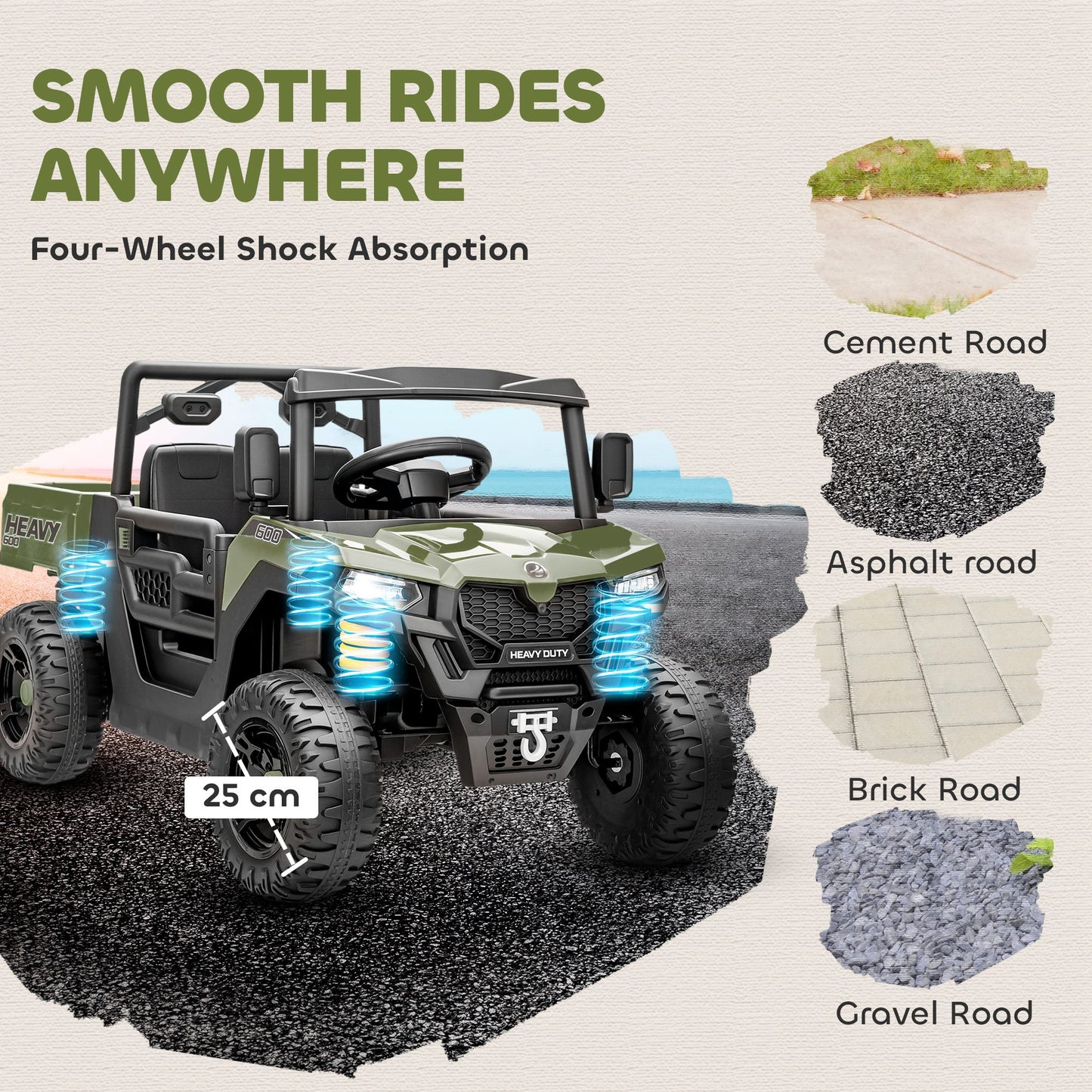 12V Kids Ride on Car, Kids UTV with Electric Dump Bed, Green