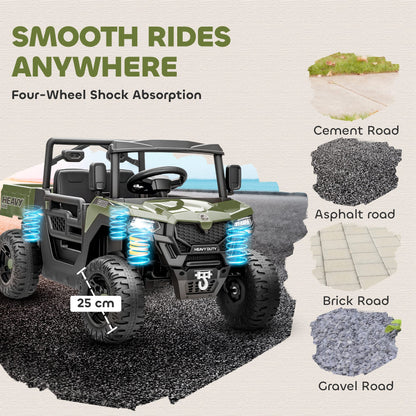 12V Kids Ride on Car, Kids UTV with Electric Dump Bed, Green
