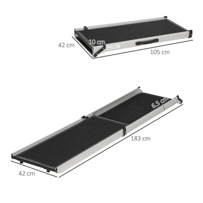 Dog Ramp for Car Telescoping Pet Ramp w/ Handle, Aluminium Frame Non-Slip