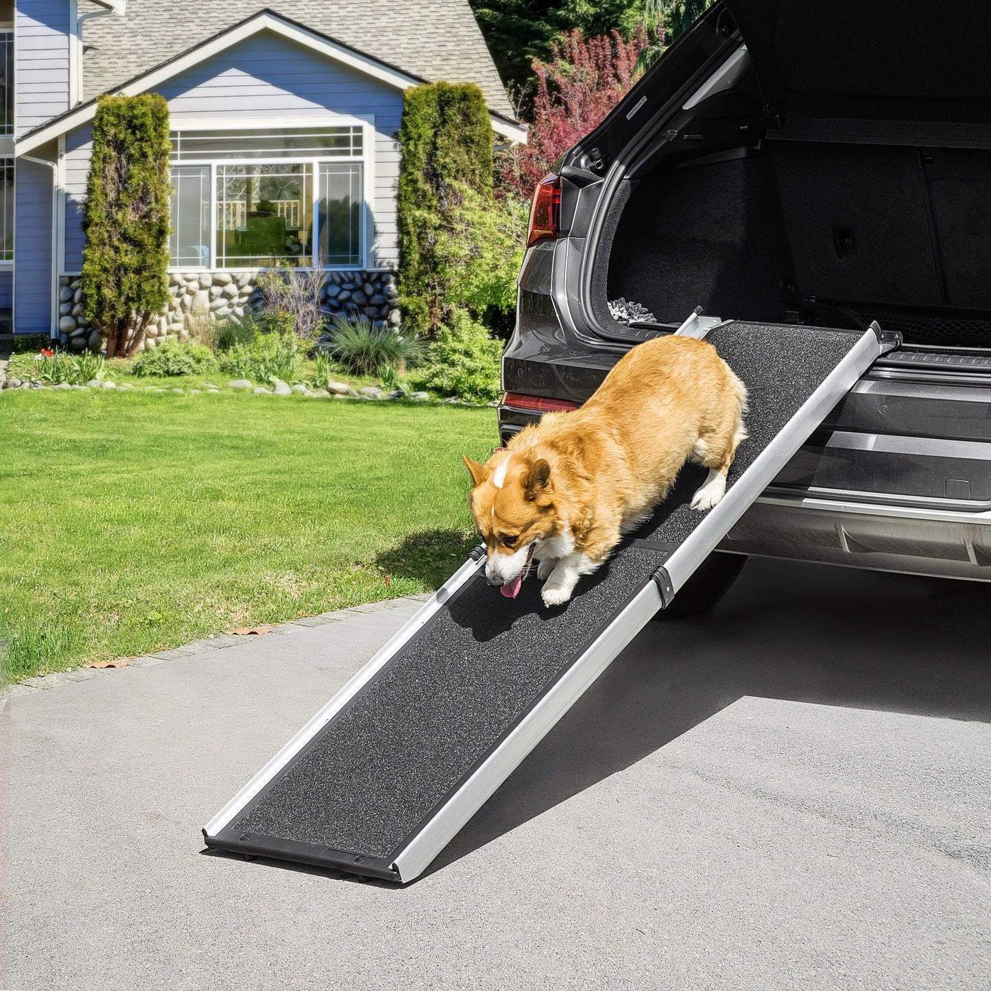 Dog Ramp for Car Telescoping Pet Ramp w/ Handle, Aluminium Frame Non-Slip