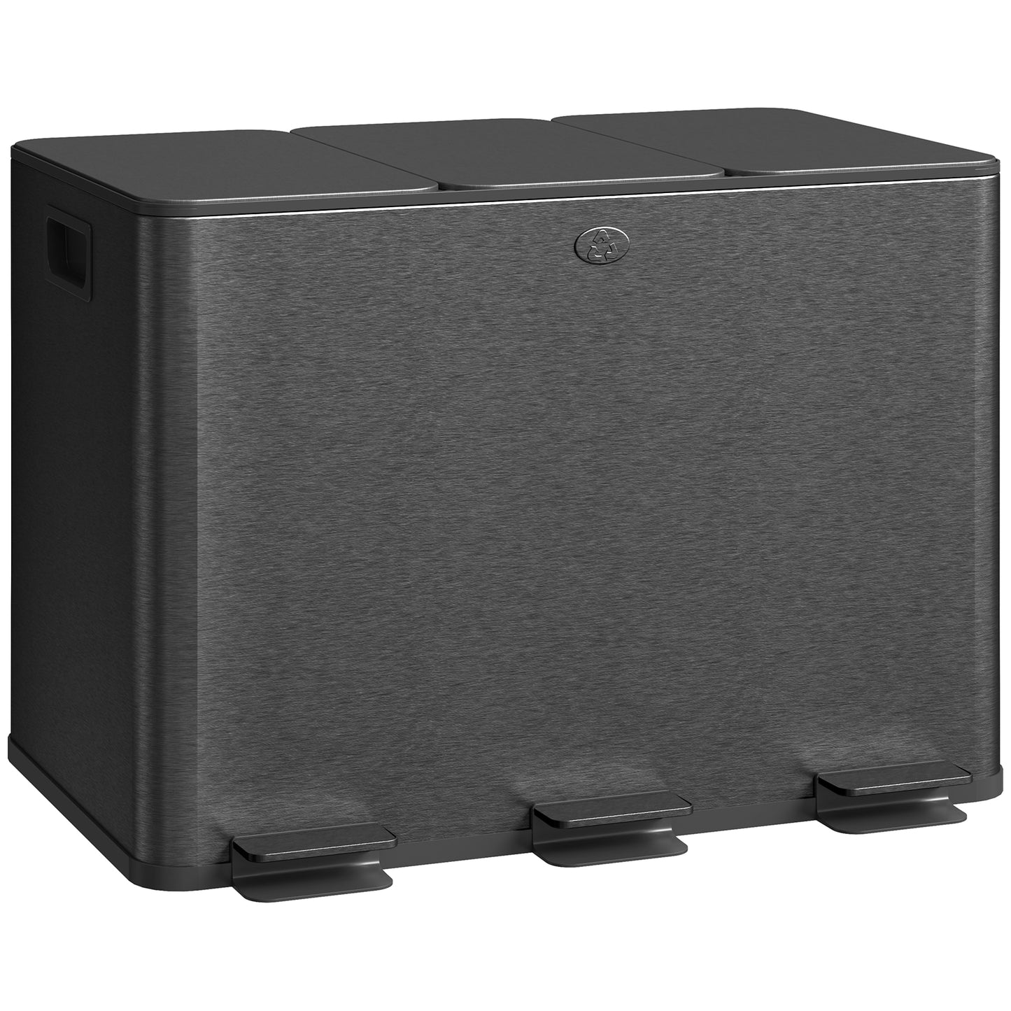 3 x 20L Triple Kitchen Bin Pedal Bin for Recycling and Waste, Black