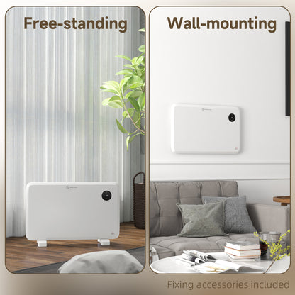 Electric Convector Heater, Quiet Space Heater w/ LED Display, White