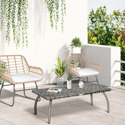 90 cm Patio Rattan Coffee Table Outdoor Wicker Side Table Furniture