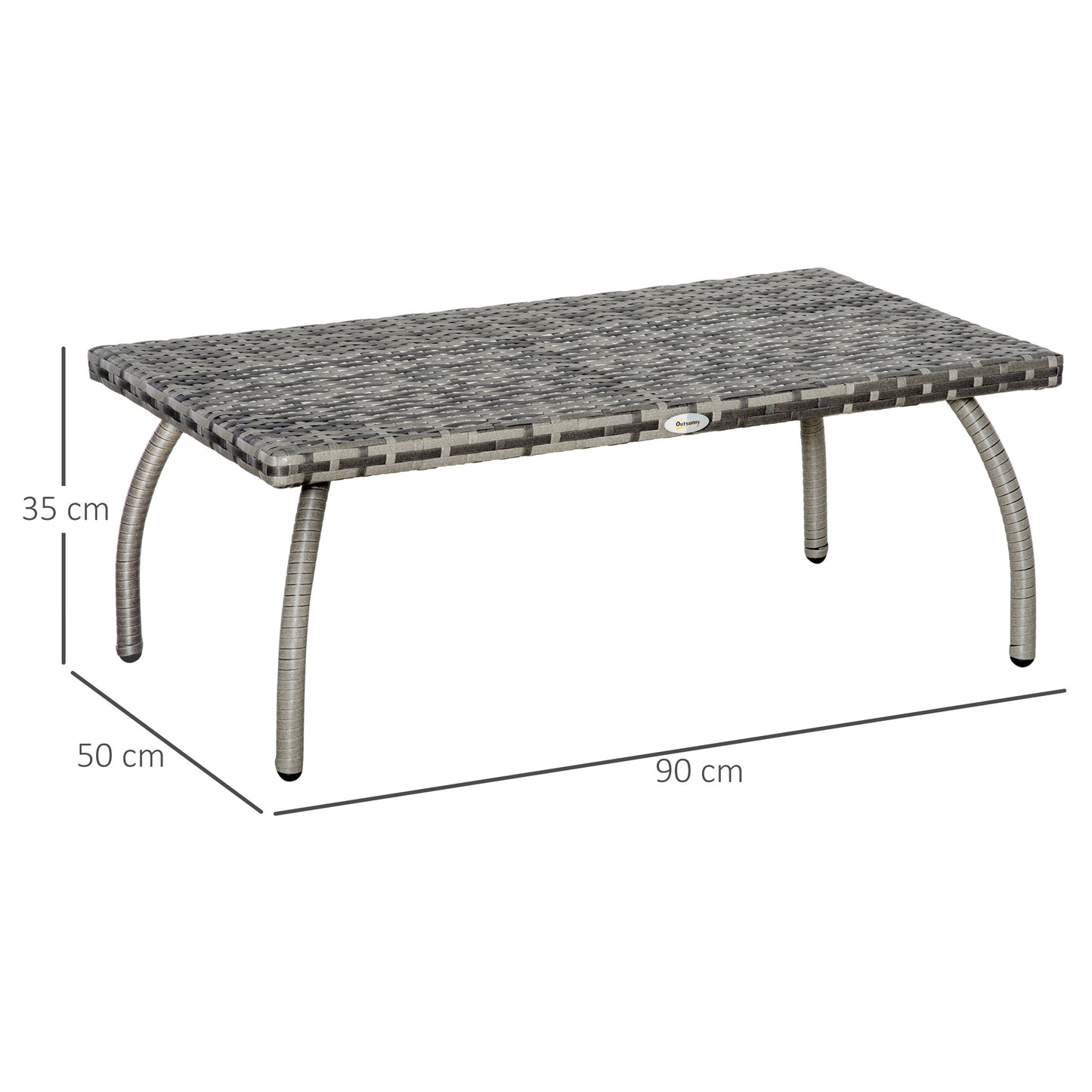 90 cm Patio Rattan Coffee Table Outdoor Wicker Side Table Furniture