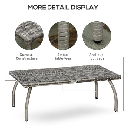 90 cm Patio Rattan Coffee Table Outdoor Wicker Side Table Furniture