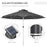 LED Patio Umbrella, Lighted Deck Umbrella with 4 Lighting Modes, Solar & USB Charging, Charcoal Grey