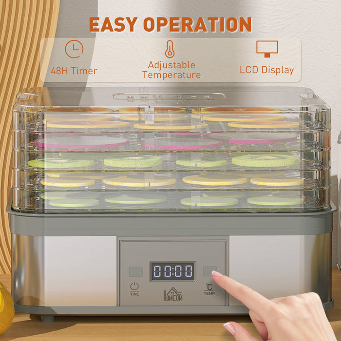 5 Tier Food Dehydrator, 245W for Drying Fruit, Meat, Vegetable, Grey