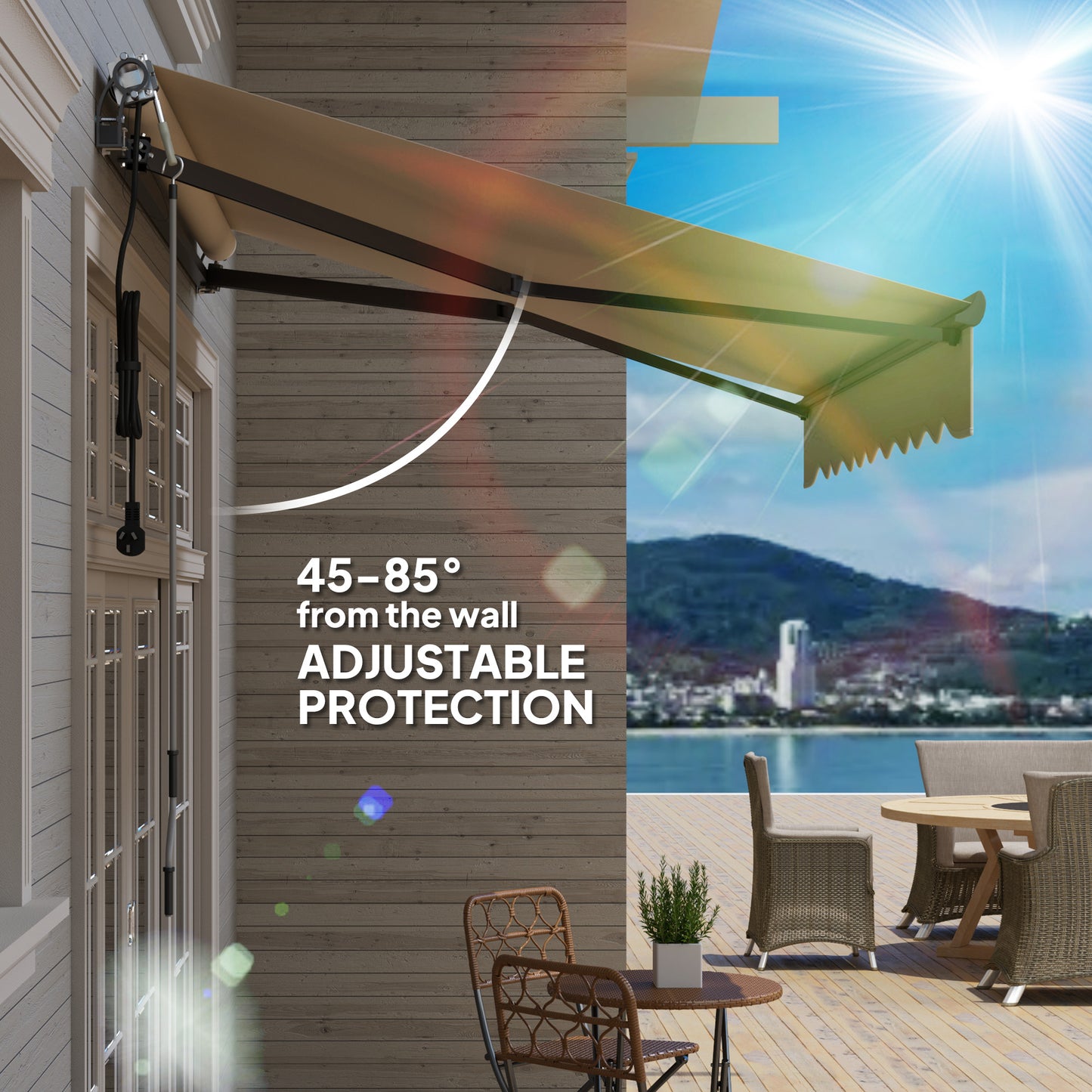 2.5 x 2m Electric Retractable Awning w/ Aluminium Frame Beige