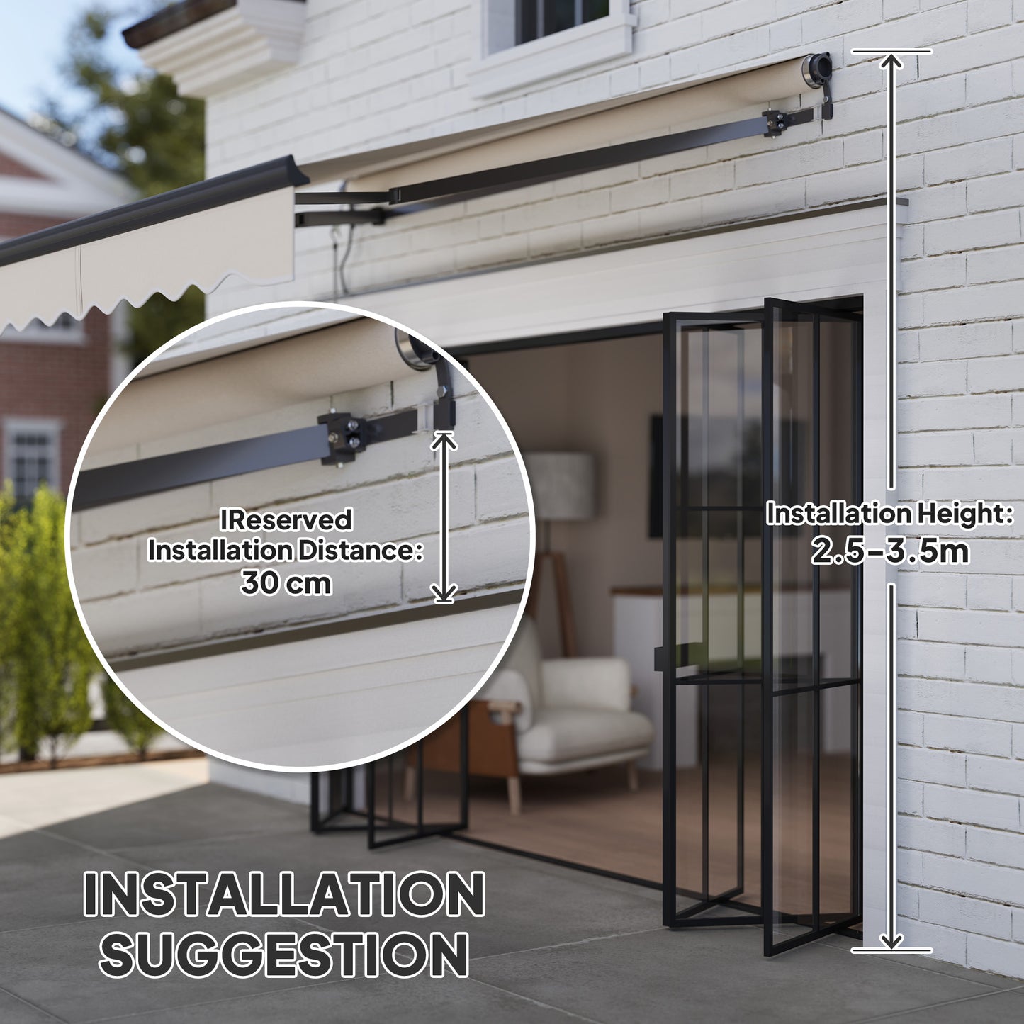 2.5 x 2m Electric Retractable Awning w/ Aluminium Frame Beige