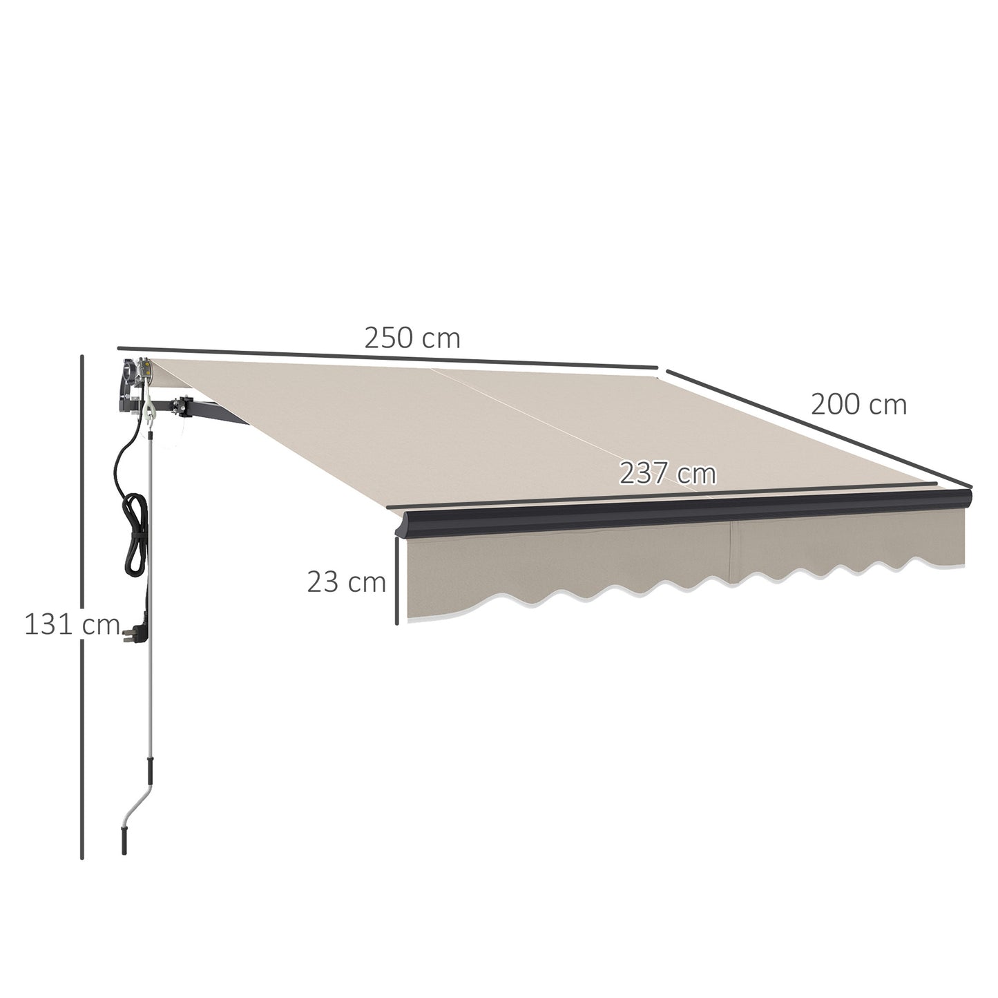 2.5 x 2m Electric Retractable Awning w/ Aluminium Frame Beige