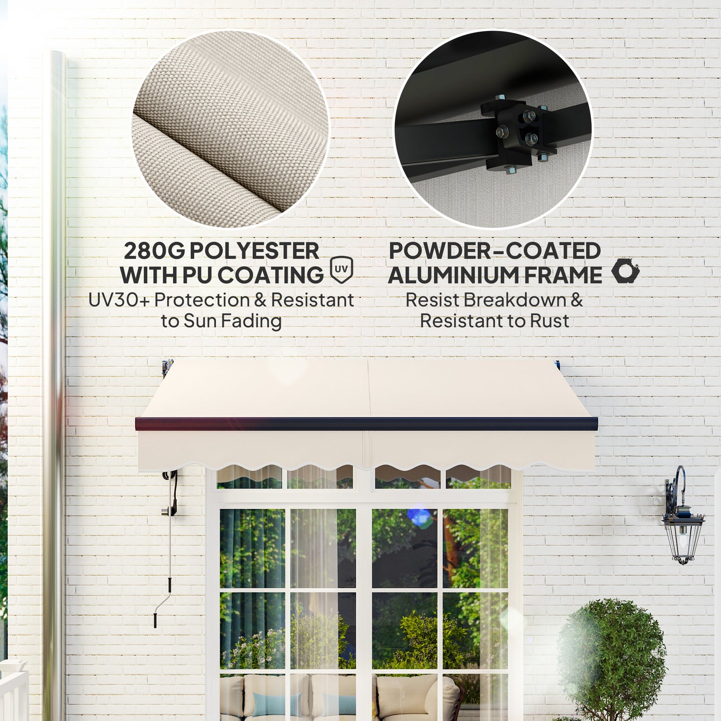 2.5 x 2m Electric Retractable Awning w/ Aluminium Frame Beige