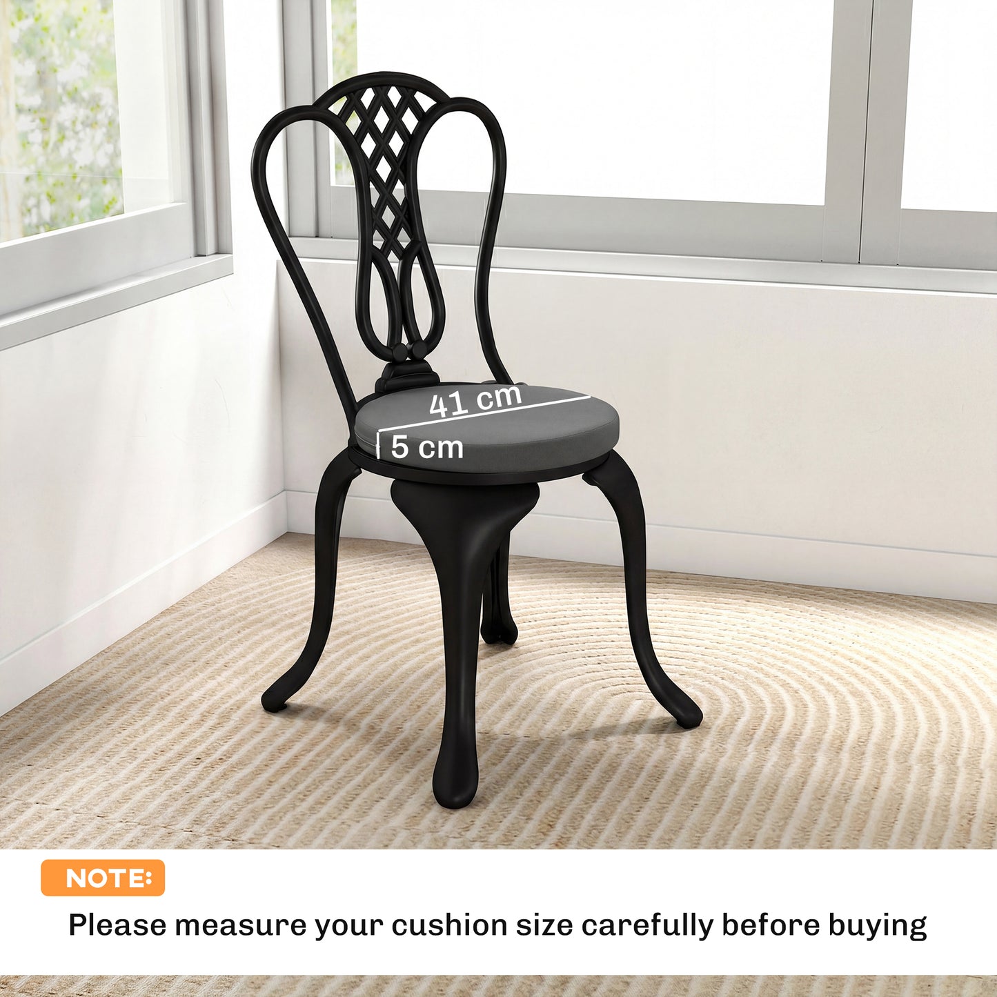 Bistro Chair Cushions, Chair Pads Set of 4, Dark Grey