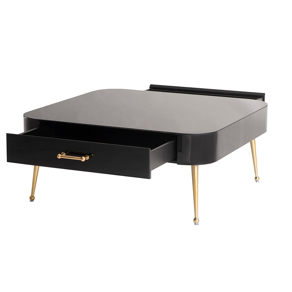 Mason Black Glass Coffee Table – Brushed Gold Legs