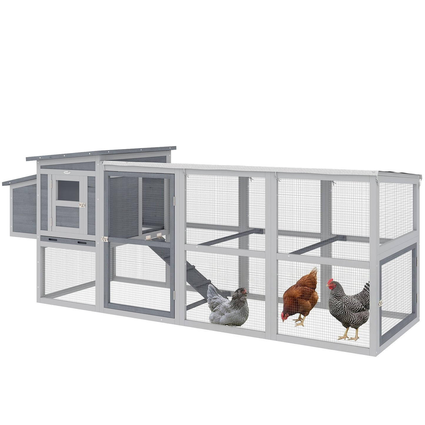 Large Chicken Coop, Wooden Hen House with Covered Run