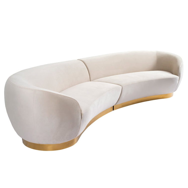 Equinox Six Seat Sofa – Chalk – Brushed Brass Base