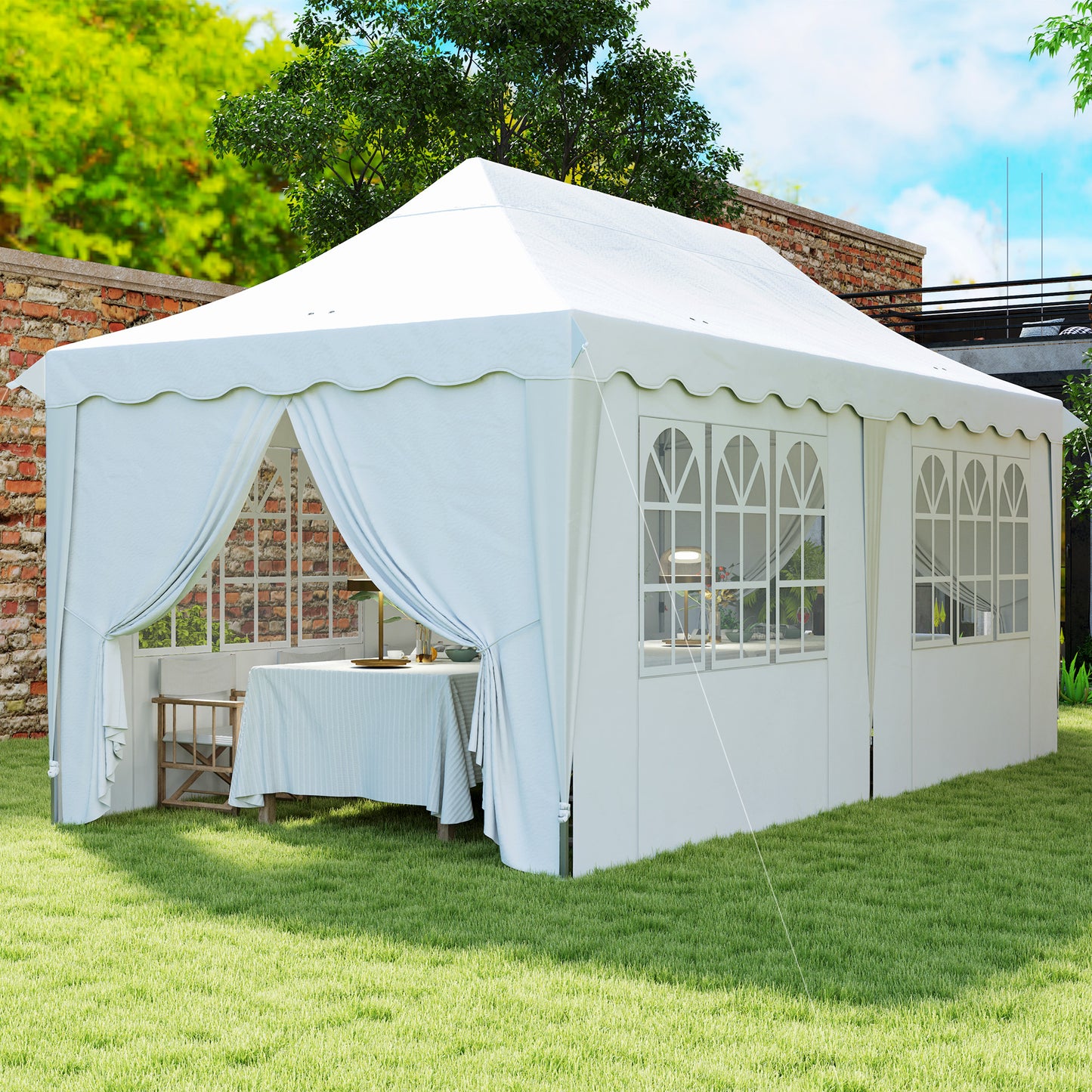3 x 6m Pop Up Gazebo with Sides and Carry Bag, UPF50+, White