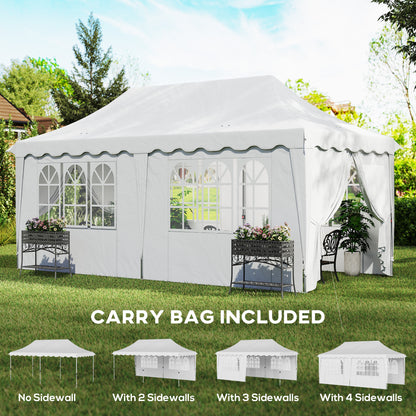 3 x 6m Pop Up Gazebo with Sides and Carry Bag, UPF50+, White