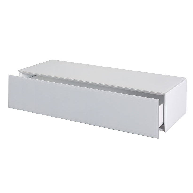 Inga White Glass Floating Console Table