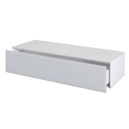 Inga White Glass Floating Console Table