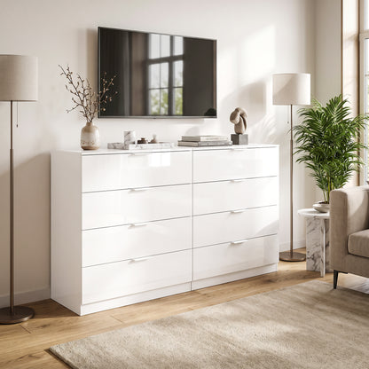 High Gloss 4-Drawer Chest of Drawers with Smooth Runners, White