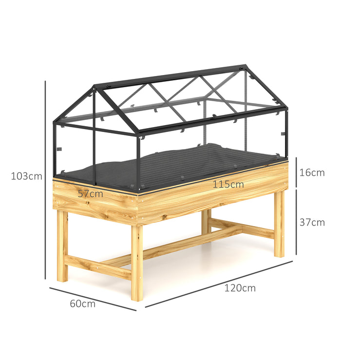 Raised Garden Bed with Polycarbonate Panel, Natural