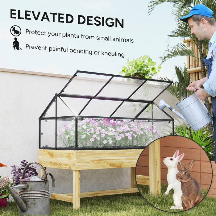 Raised Garden Bed with Polycarbonate Panel, Natural