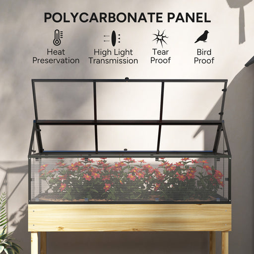 Raised Garden Bed with Polycarbonate Panel, Natural