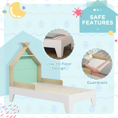 Toddler Bed Frame Bedroom Furniture w/ Guardrails, 144 x 74 x 110cm