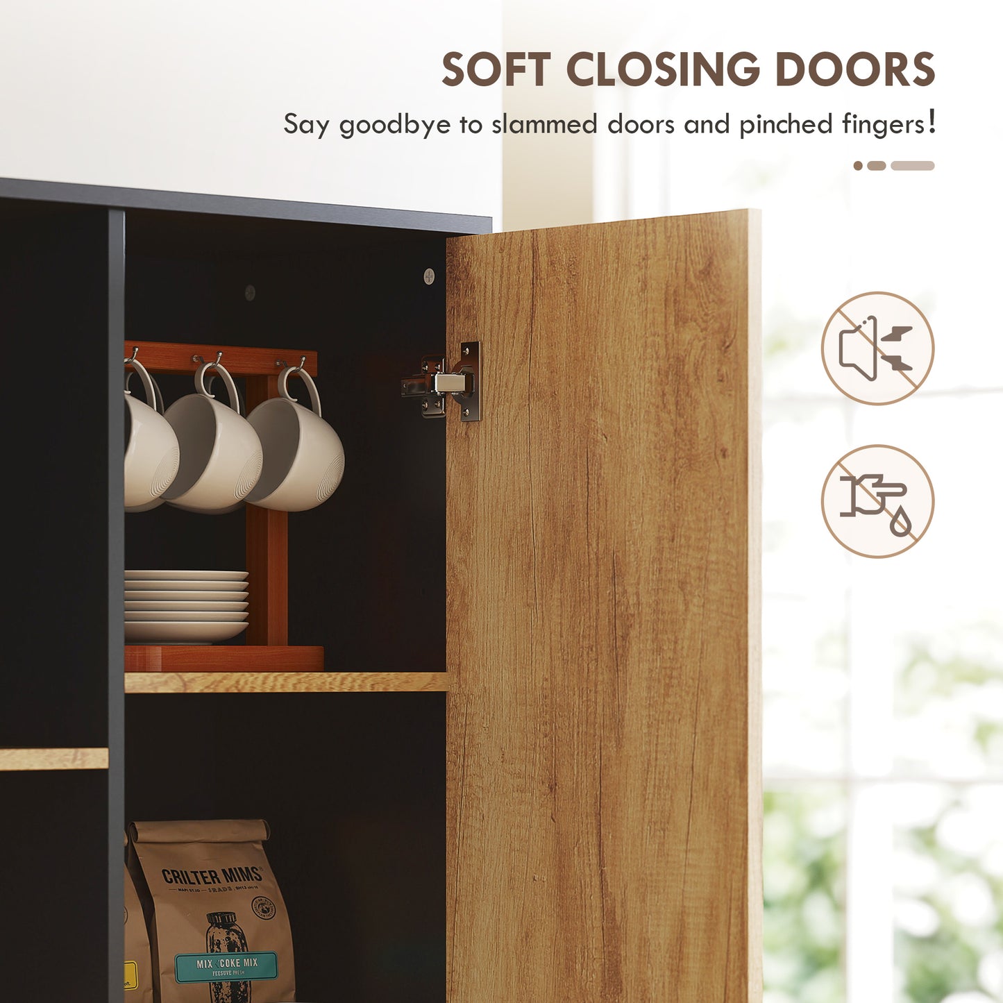 Kitchen Storage Cabinet, Pantry Cupboard with Shelves, Drawers