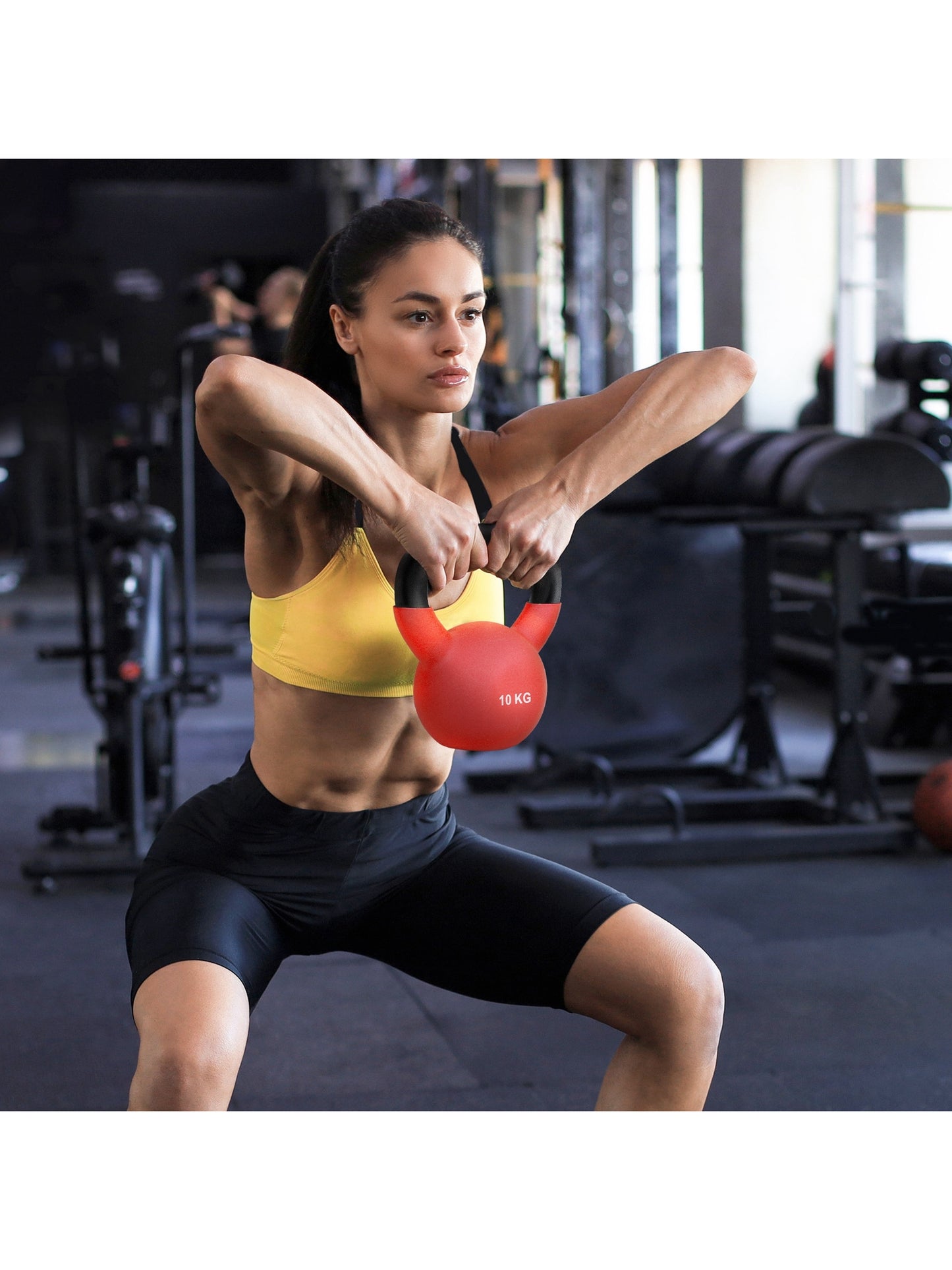 Kettlebell, 10kg Kettle Bell with Non-Slip Handle for Home Gym Weight Lifting and Strength Training, Red