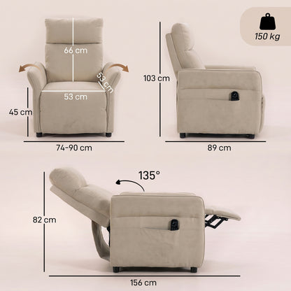 Recliner Armchair, Manual Recliner Chair, Massage & Heat, Beige