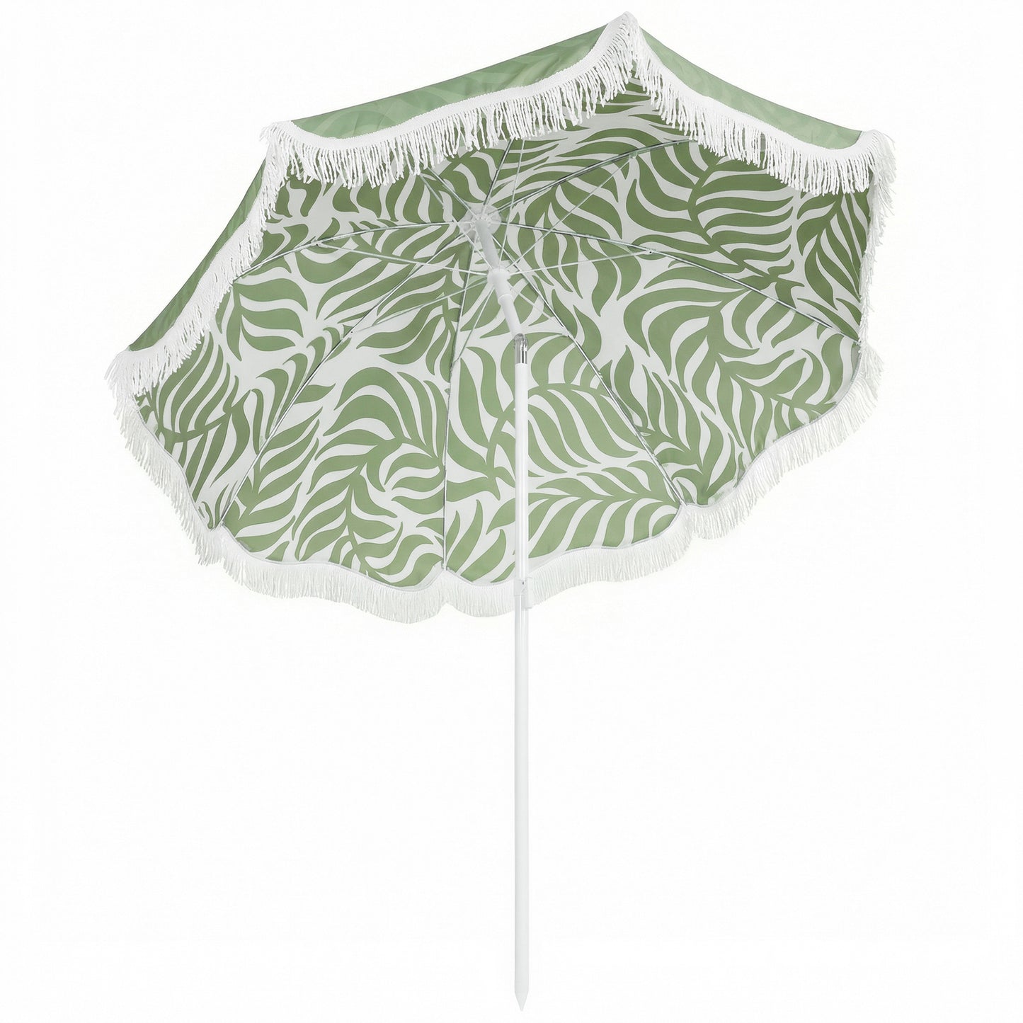 1.8 m Beach Umbrella Parasol with Sand Anchor, 30 Tilt, Green