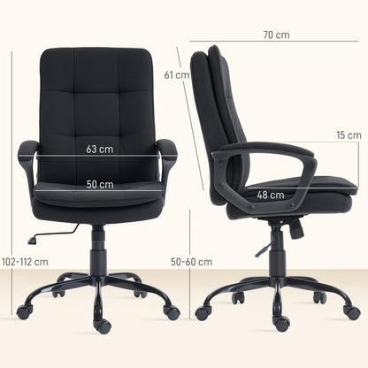 Executive Office Chair, Fabric Computer Desk Chair with Dual-Layer Padding, Adjustable Height, Armrests, Tilt Function, Swivel Wheels for Home Office, Study, Black