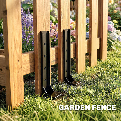 2 Pack Fence Post Repair Kit, 81 cm Heavy Duty Metal Fence Post Support with Nails Drill, Garden Ground Stake Spikes for Repairing Damaged Broken Gate, Posts, Sign Posts or Mailbox