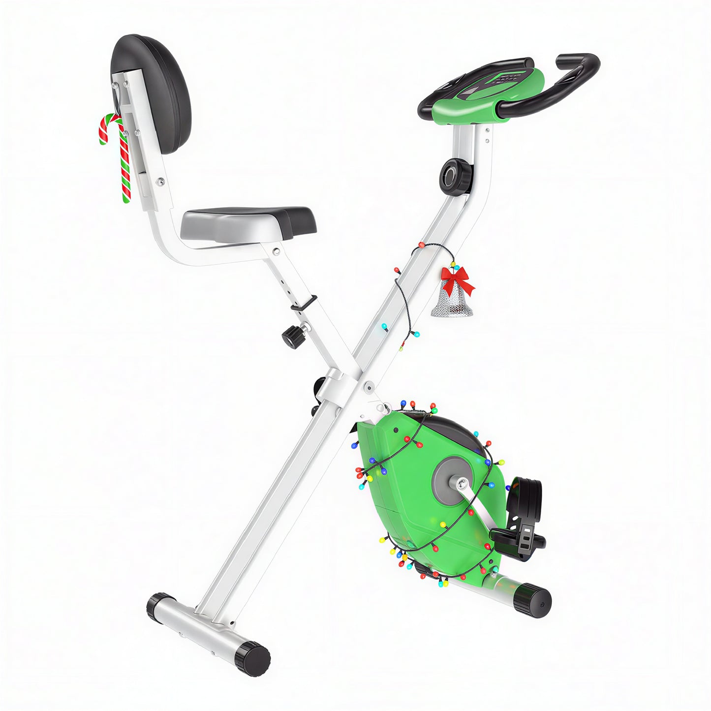 Magnetic Resistance Exercise Bike Foldable LCD Adjustable Seat Green
