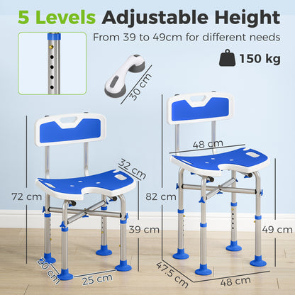 Shower Chair with U-Shaped Cutout, Height Adjustable Shower Chair