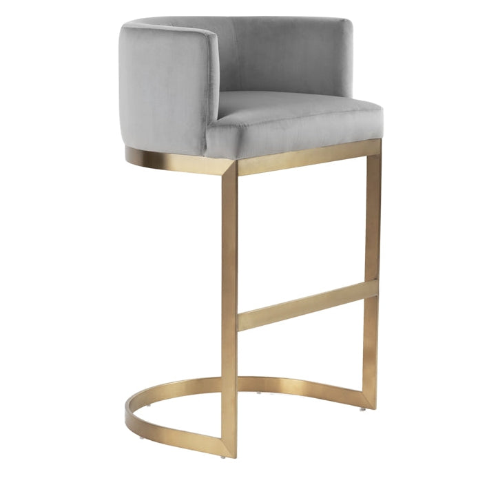 Lasco Bar Stool – Dove Grey - Brushed Brass Base