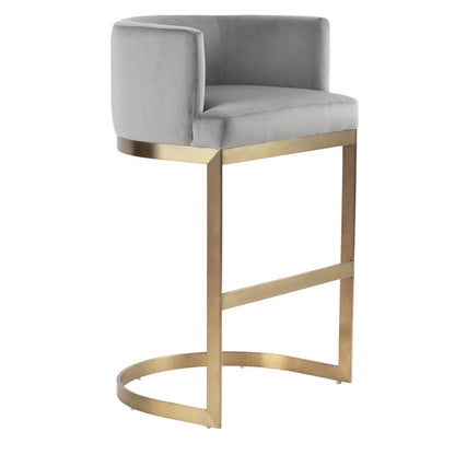 Lasco Bar Stool – Dove Grey - Brushed Brass Base