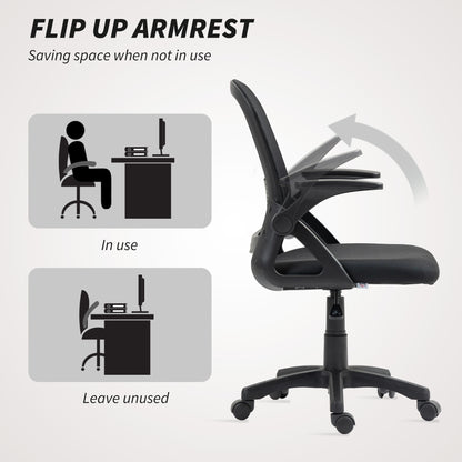 Ergonomic Swivel Computer Chair with Flip-up Armrests, Black